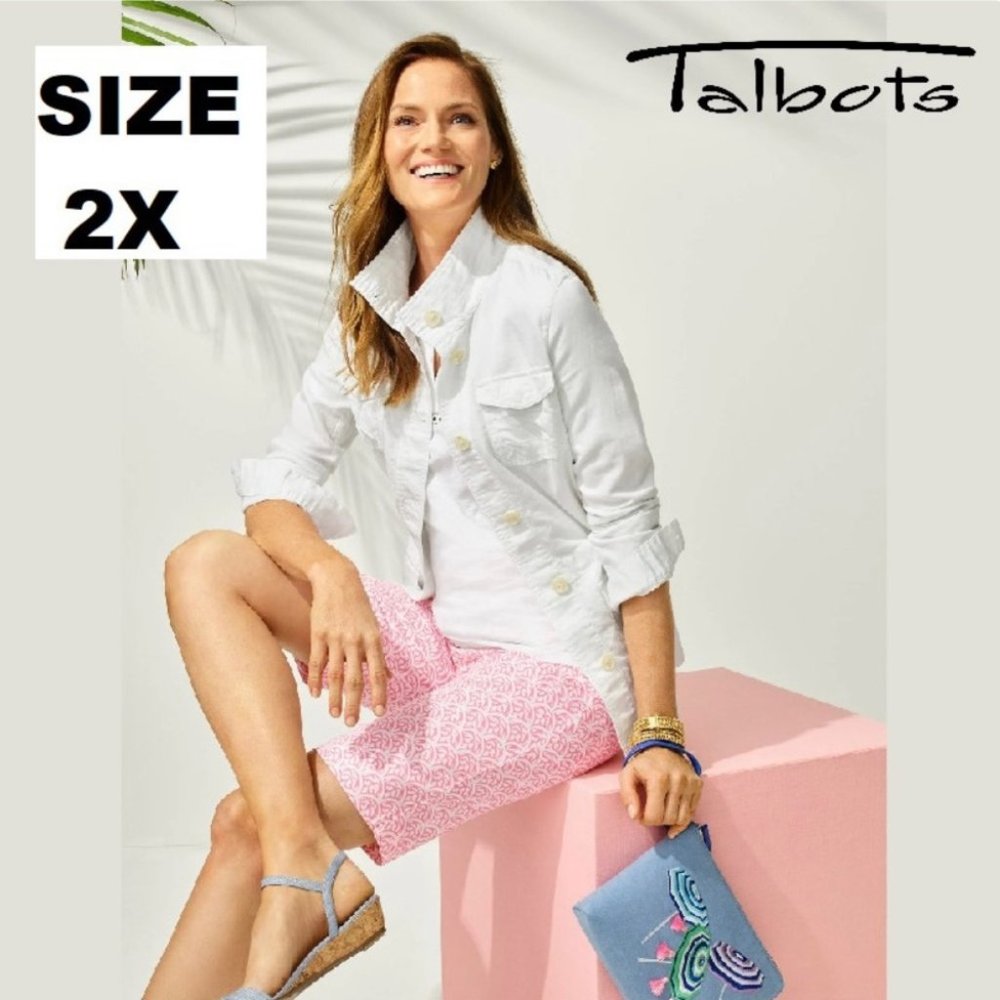 Talbots White Cotton Jacket with Gold Buttons